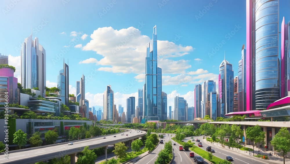 Fototapeta premium Vibrant Cityscape