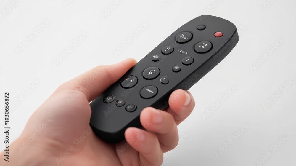 Close up of remote control for television and air conditioner held by a person on transparent white background Close up of remote control for television and air conditioner held by a person on transparent white background