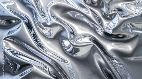 Reflective metallic fabric with smooth wavy texture