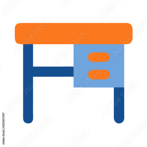 Desk icon with a colorful design representing furniture and workspace
