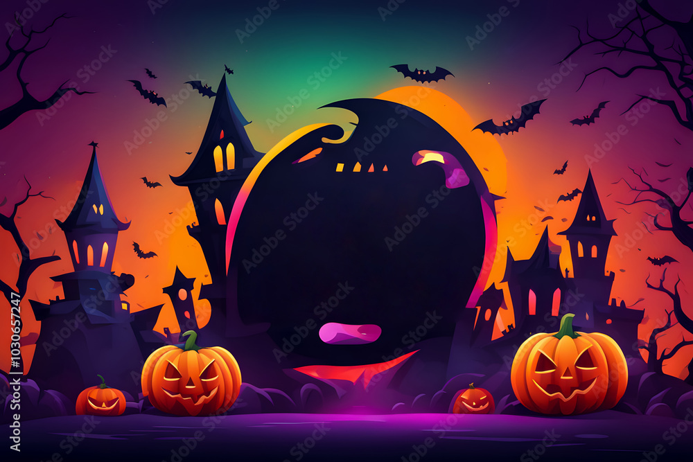 Fototapeta premium happy halloween banner party invitation or sale with copy space background banner poster design