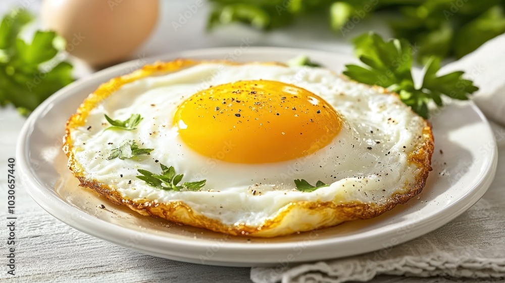 Delicious Fried Egg on a Plate Delicious Fried Egg on a Plate