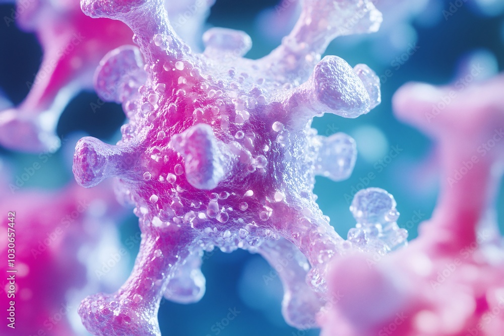 Microscopic Virus Structure Pink and Blue Microscopic Virus Structure Pink and Blue