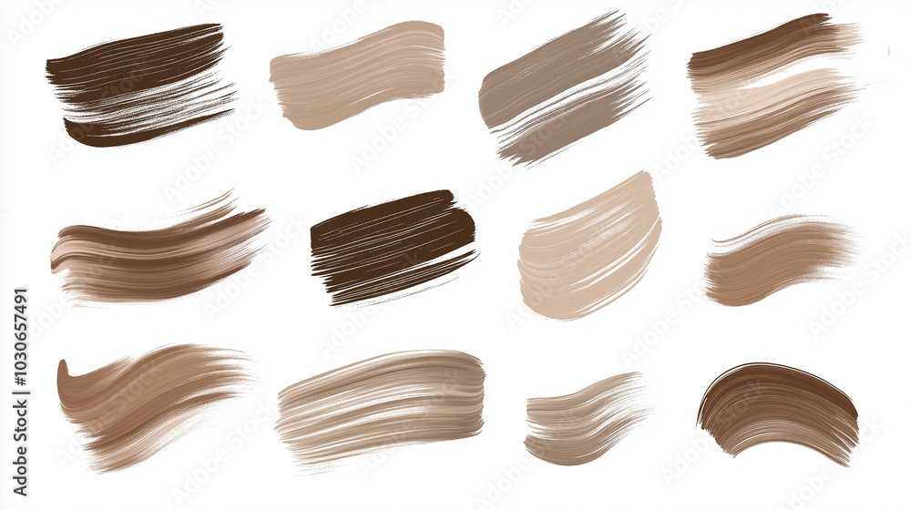 Brown Brushstroke Patterns on White Canvas. Brown Brush Strokes Clip Art Set. Brown Brushstroke Patterns on White Canvas. Brown Brush Strokes Clip Art Set.
