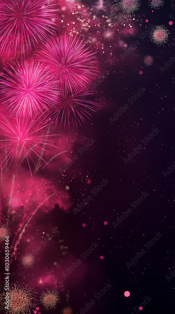 2025 New Year's Eve Party Celebration vertical background. Pink fireworks shining bokeh vertical background. Copy paste area for text 2025 New Year's Eve Party Celebration vertical background. Pink fireworks shining bokeh vertical background. Copy paste area for text
