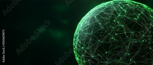 Digital globe with neon green network design