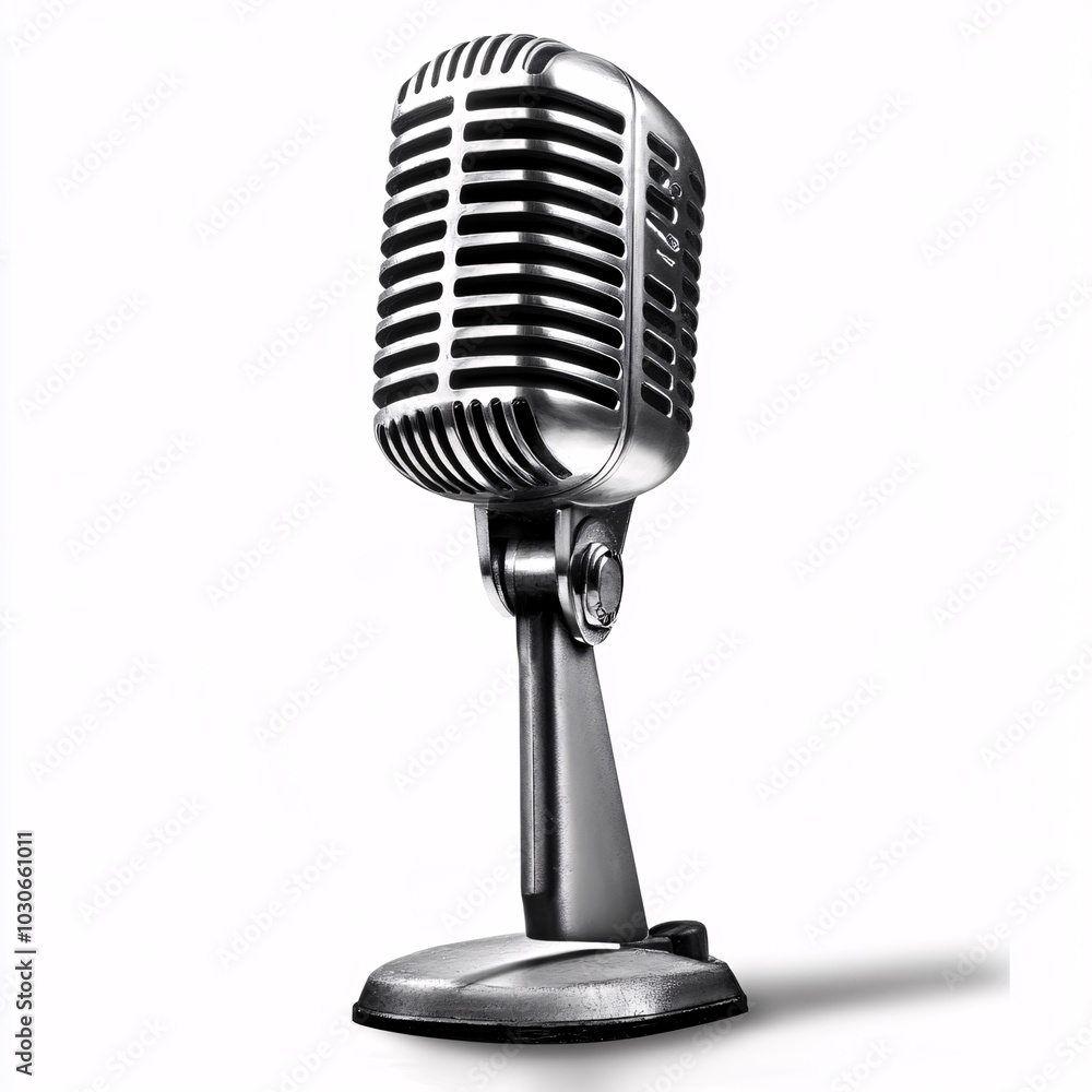 Fototapeta premium Vintage Microphone on White Background