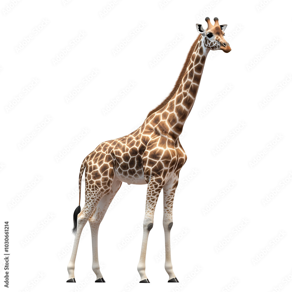 Giraffe Standing Tall Against Black Background Giraffe Standing Tall Against Black Background