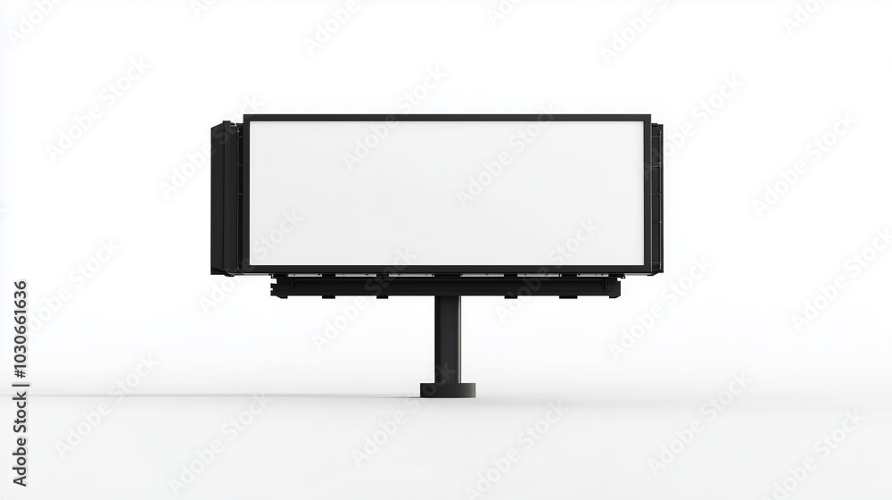 Blank white billboard on a black frame, isolated on a white background for advertisement mockup Blank white billboard on a black frame, isolated on a white background for advertisement mockup