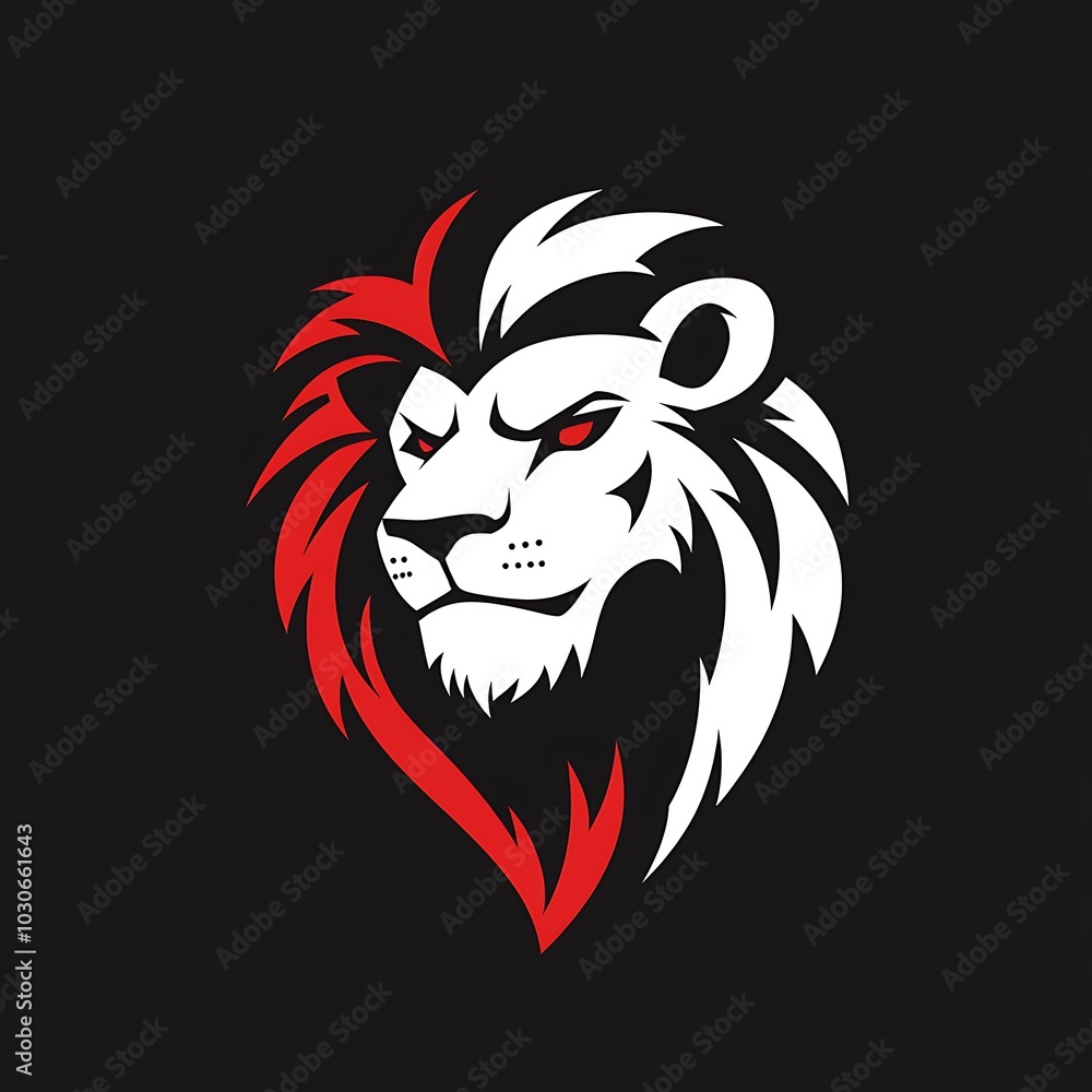 Stylish lion head logo enhanced by deep black and red hues design Stylish lion head logo enhanced by deep black and red hues design