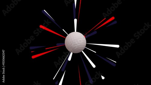 Abstract flight in retro neon hyper warp space in the tunnel with a ball zoom in 3d illustration