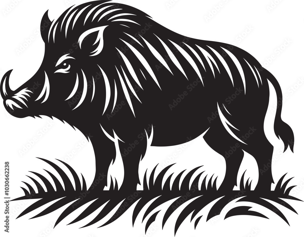 Boar Silhouette isolated on white background Minimalist boar vector shape icon Boar Silhouette isolated on white background Minimalist boar vector shape icon