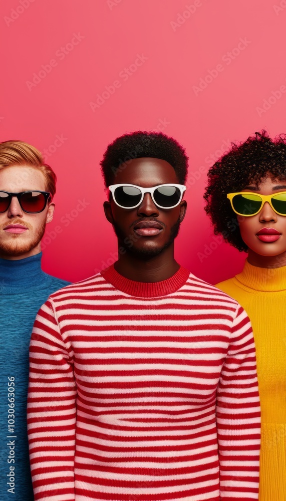 Diverse friends in stylish sunglasses Diverse friends in stylish sunglasses