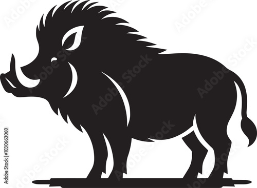 Boar Silhouette isolated on white background Minimalist boar vector shape icon