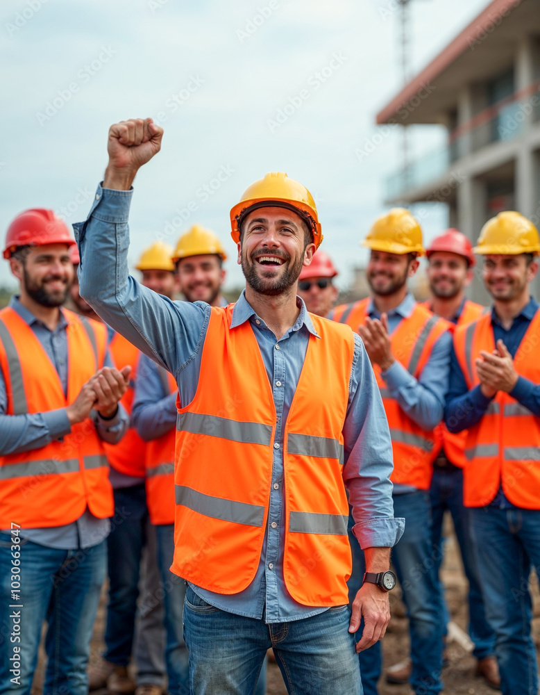 Construction Team Celebrating Success Construction Team Celebrating Success