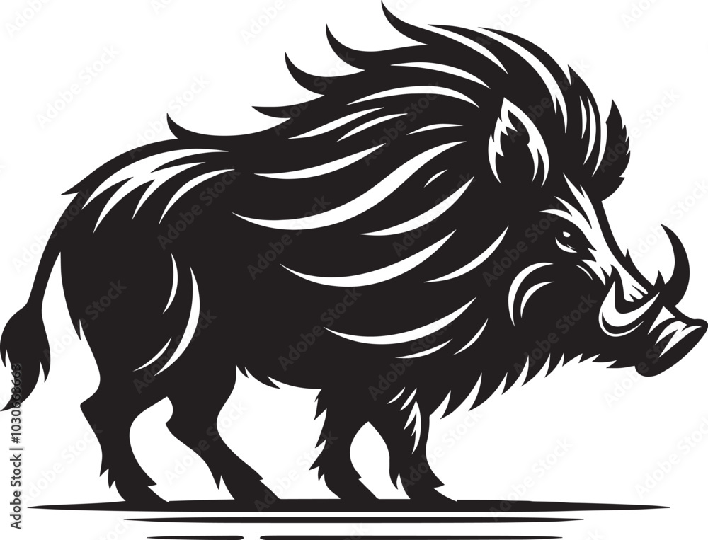 Boar Silhouette isolated on white background Minimalist boar vector shape icon Boar Silhouette isolated on white background Minimalist boar vector shape icon