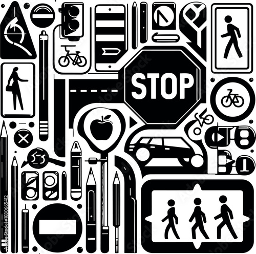 Differents signs-traffic-people-work