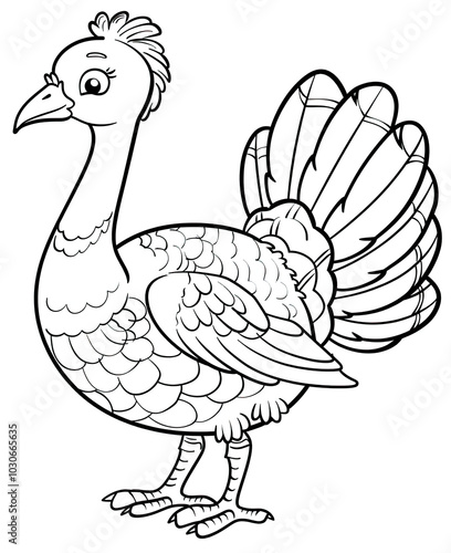 Beautiful Turkey Coloring Page, Thanksgiving Colouring Design for Your Corporate Books and Business Graphic Resource or Creative Project, Ai Generative photo