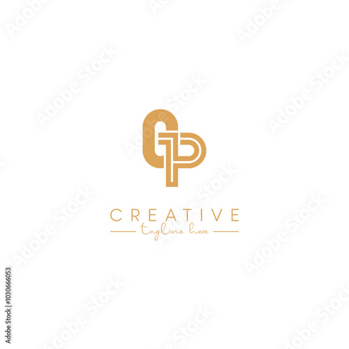 Alphabet GP PG Letter Artistic Logo Design. Initial Based Vector Template.