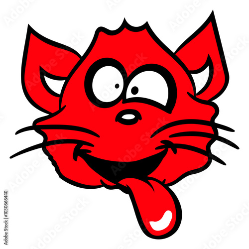 Cat Design Squinting Crazy Stick Out Tongue Grimace 
Funny Cool Cartoon Cute Cats Lovers Cartoon Comic Fun Love Sweet Kittens Adorable Feline Like Playful Kitties Fur Baby Illustration Paw Pet Owners