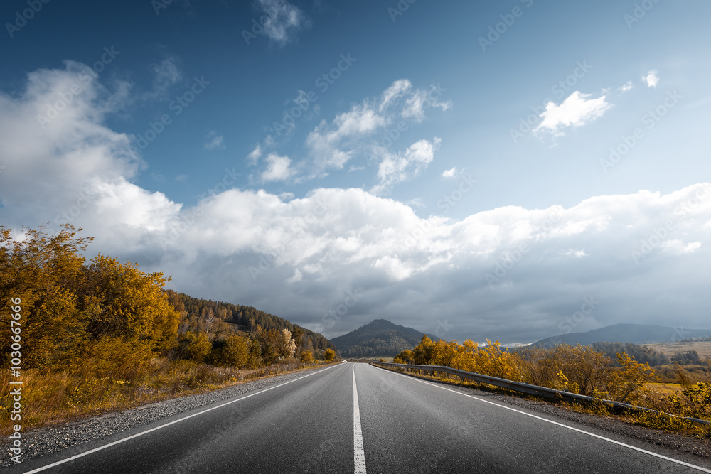 country road in autumn mountain landscape country road in autumn mountain landscape