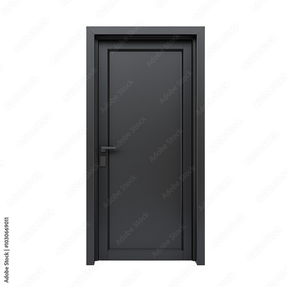 Modern Black Door with Flush Handle and Frame Modern Black Door with Flush Handle and Frame