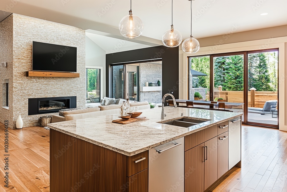 Fototapeta premium Interior of a modern luxury penthouse kitchen