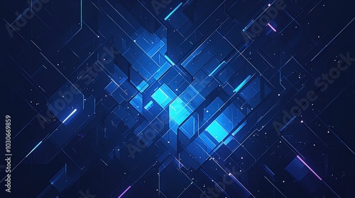 Abstract Geometric Background with Blue and Purple Glows