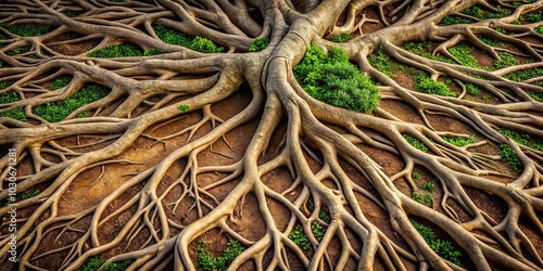 Illustration of twisted underground roots