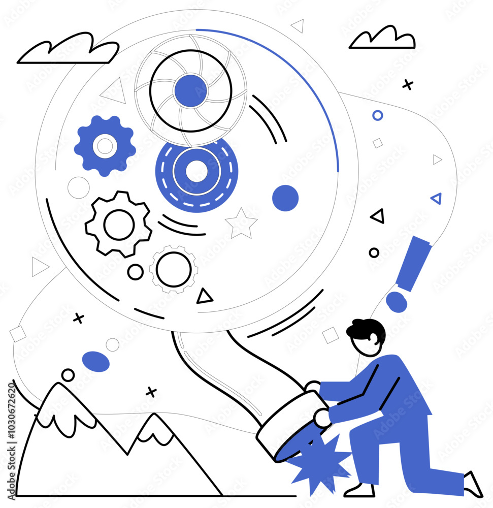 Obraz premium Operational efficiency vector illustration. Improvement is constant companion on journey towards operational efficiency and progress Tactical innovation is compass guiding ship business through water