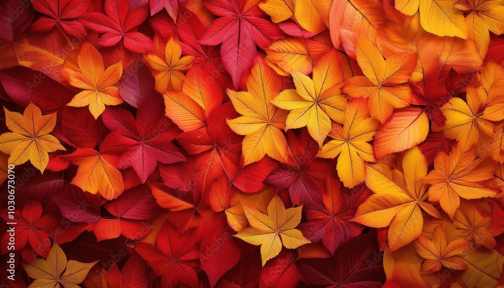 Close-Up of Vibrant Autumn Leaves in Rich Hues of Red, Orange, and Yellow Overlapping in a Warm, Textured Composition. Ideal for Seasonal Decor, Fall Themed Backgrounds, and Nature Inspired Designs Close-Up of Vibrant Autumn Leaves in Rich Hues of Red, Orange, and Yellow Overlapping in a Warm, Textured Composition. Ideal for Seasonal Decor, Fall Themed Backgrounds, and Nature Inspired Designs