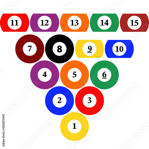 Billiard Sports. Snooker ball set. Snooker balls with number.