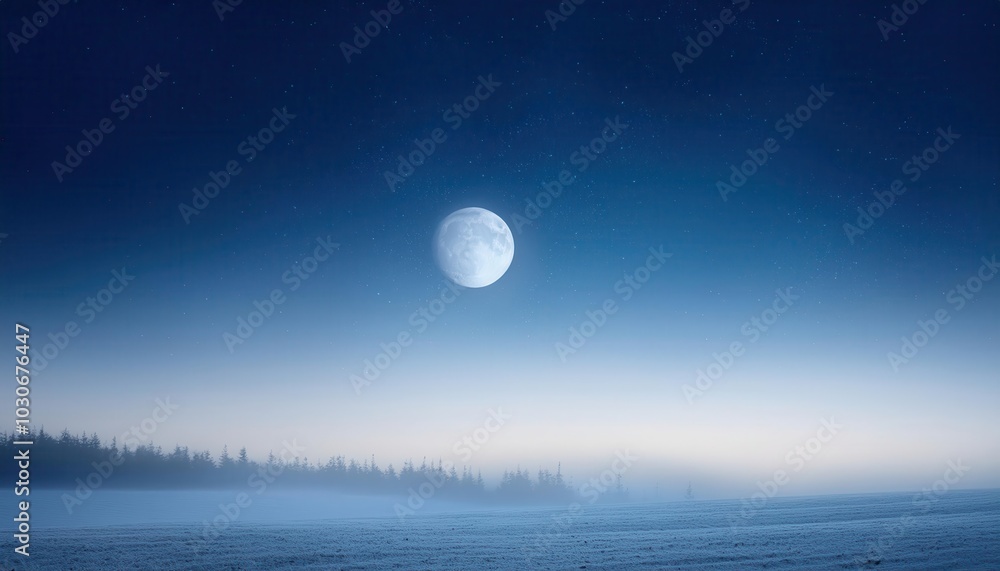 Enchanted Twilight Over Moonlit Dunes. Vast Desert Landscape Illuminated by a Radiant Full Moon and Starry Sky in the Tranquil Stillness of Night Enchanted Twilight Over Moonlit Dunes. Vast Desert Landscape Illuminated by a Radiant Full Moon and Starry Sky in the Tranquil Stillness of Night