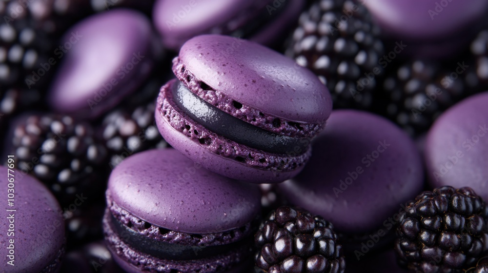 Purple Macarons with Acai Berries Arrangement Purple Macarons with Acai Berries Arrangement