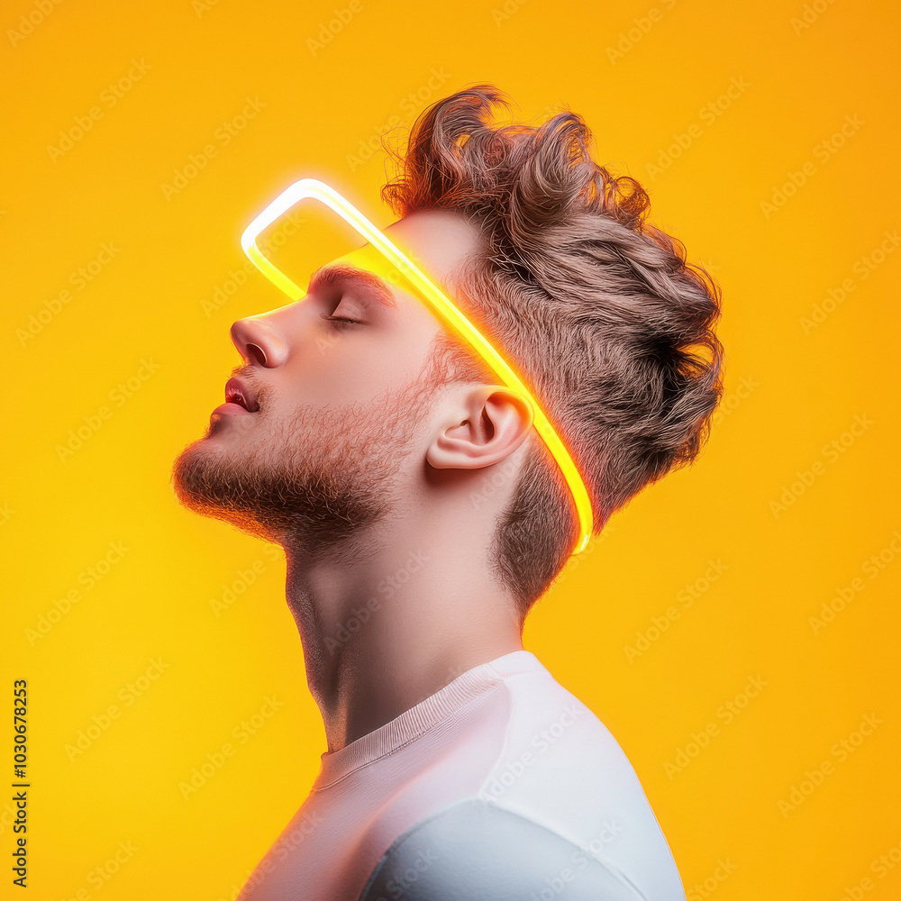 Fototapeta premium young handsome man wearing sunglasses on yellow background