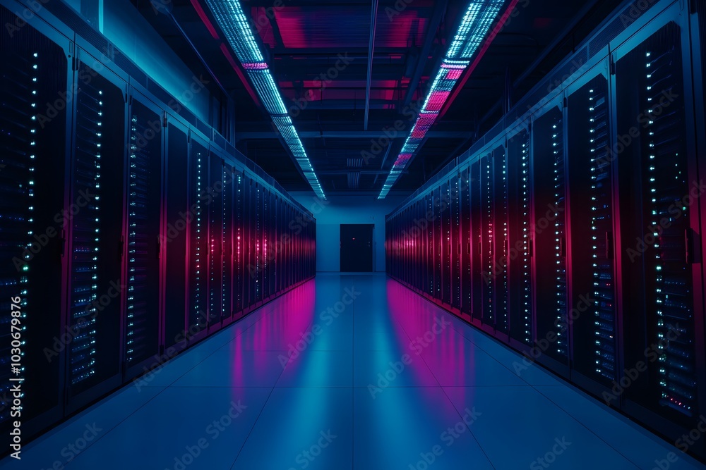Futuristic server room,Database terminal storage Futuristic server room,Database terminal storage