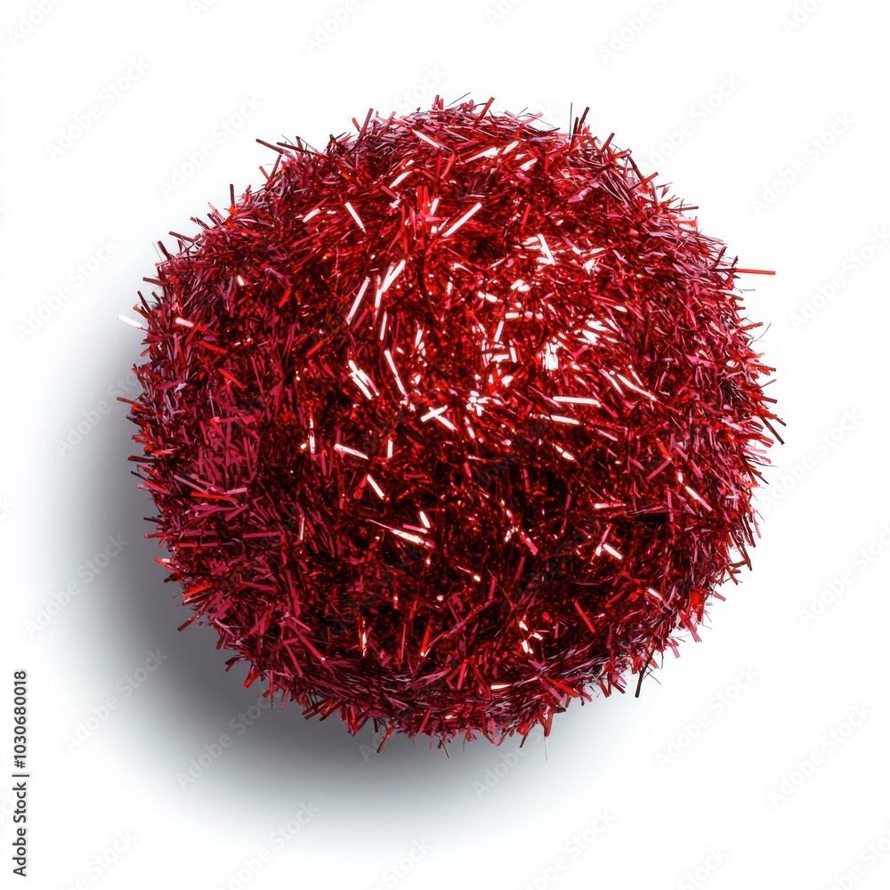 Naklejka premium Red tinsel christmas ornament against white background