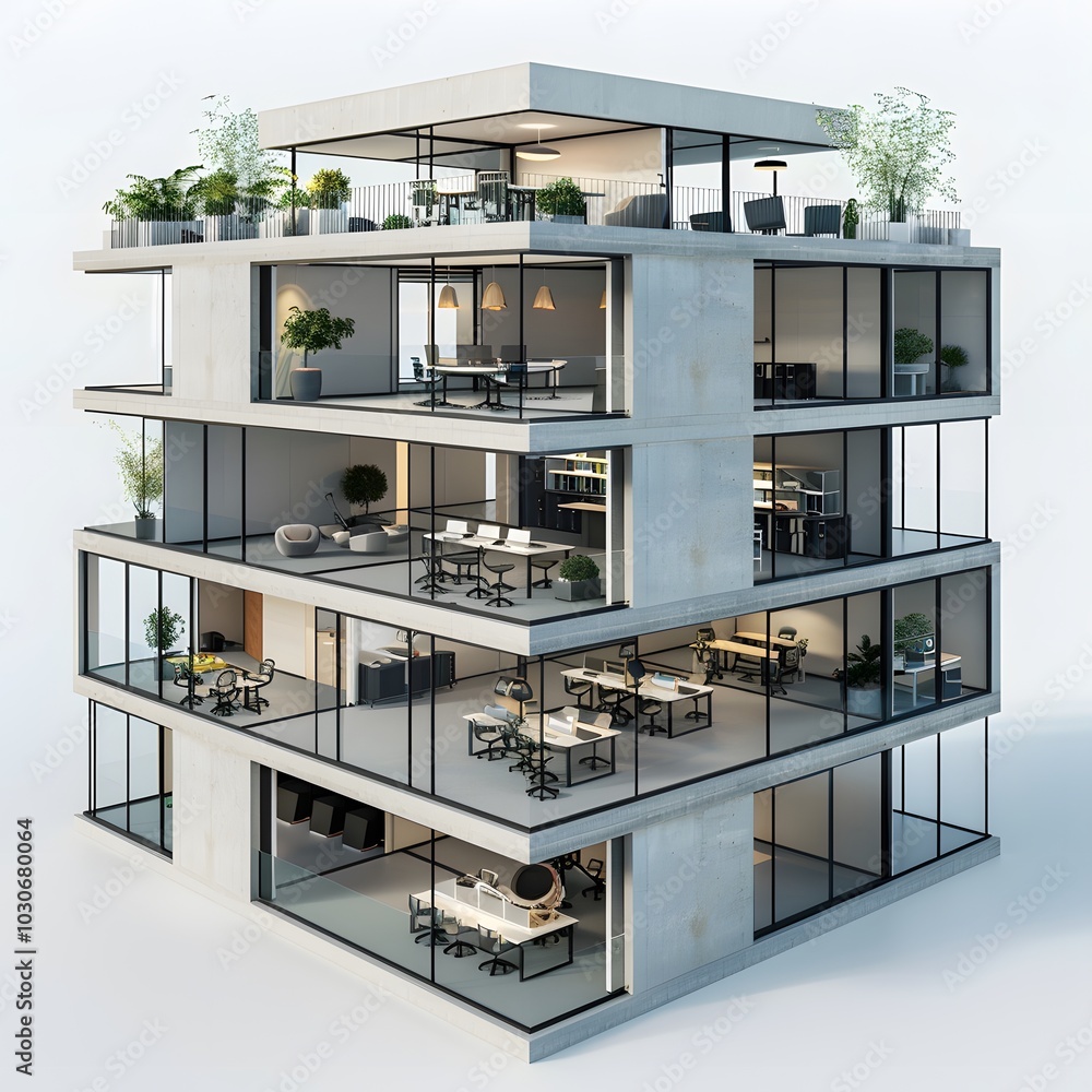 Modern Office Building with Open Concept Design Modern Office Building with Open Concept Design