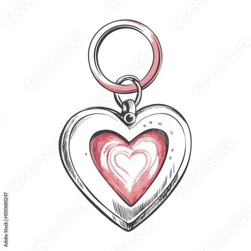 Heart-shaped keychain illustration for Valentine's Day gifts and love expressions