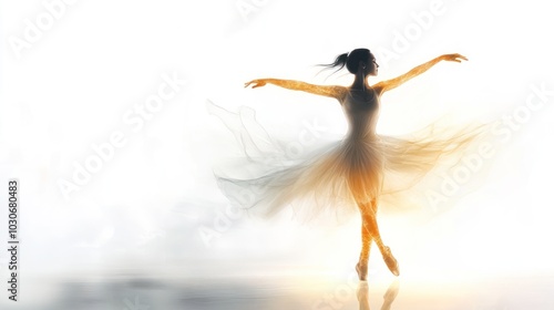 Beautiful ballerinas dance on stage, shining cinematic lighting effects complement the body movements they perform, this sport has many benefits for the body