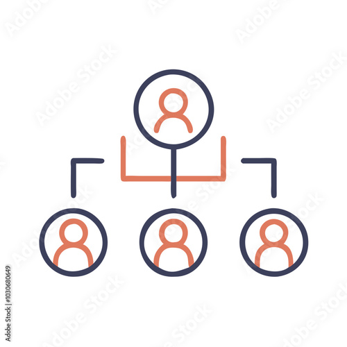 Organizational chart icon depicting a hierarchy of people in a colorful design