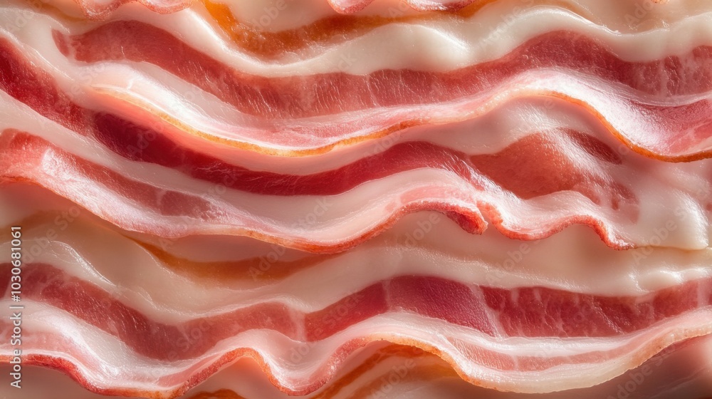 Strips of Bacon Creating Unique Wave Patterns Strips of Bacon Creating Unique Wave Patterns