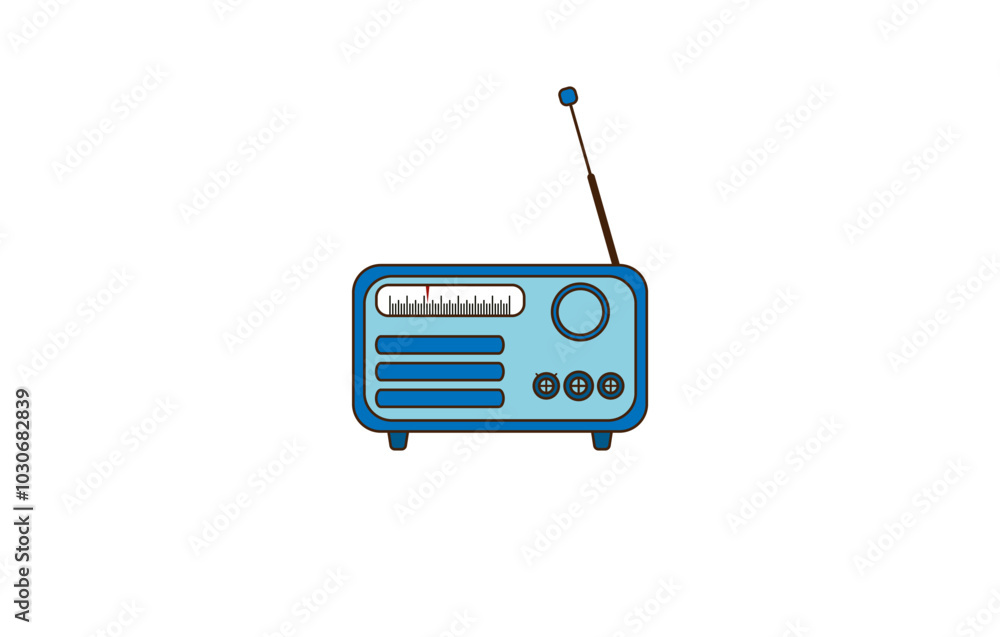 Vector illustration of cartoon old radio with antenna isolated on white background Vector illustration of cartoon old radio with antenna isolated on white background