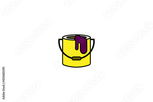 Vector illustration of a bucket with paint