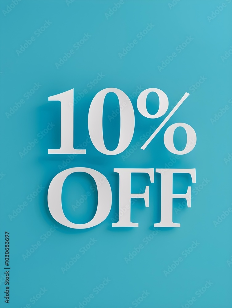 White '10% OFF' Promotional Sign on a Cyan Background White '10% OFF' Promotional Sign on a Cyan Background