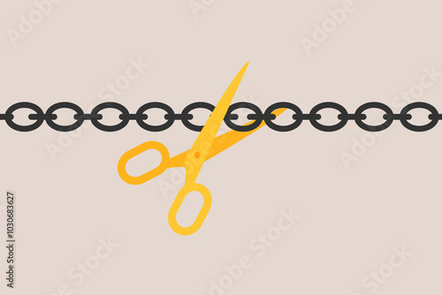 Cut chains and get free. concept of right and freedom