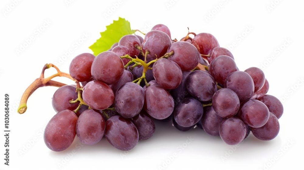 Vibrant and Juicy: Captivating Red Grapes Standing Out Against White Background Vibrant and Juicy: Captivating Red Grapes Standing Out Against White Background