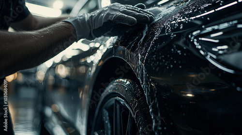 Autoaufbereitung, polieren, Autowäsche, glanz, Lack, auto, wagen, motorhaube, polieren, aufbereiten, professionell, waschen, glanz, lack, reinigen, hand, lappen, poliertuch, tuch, handschuhe, schwarz