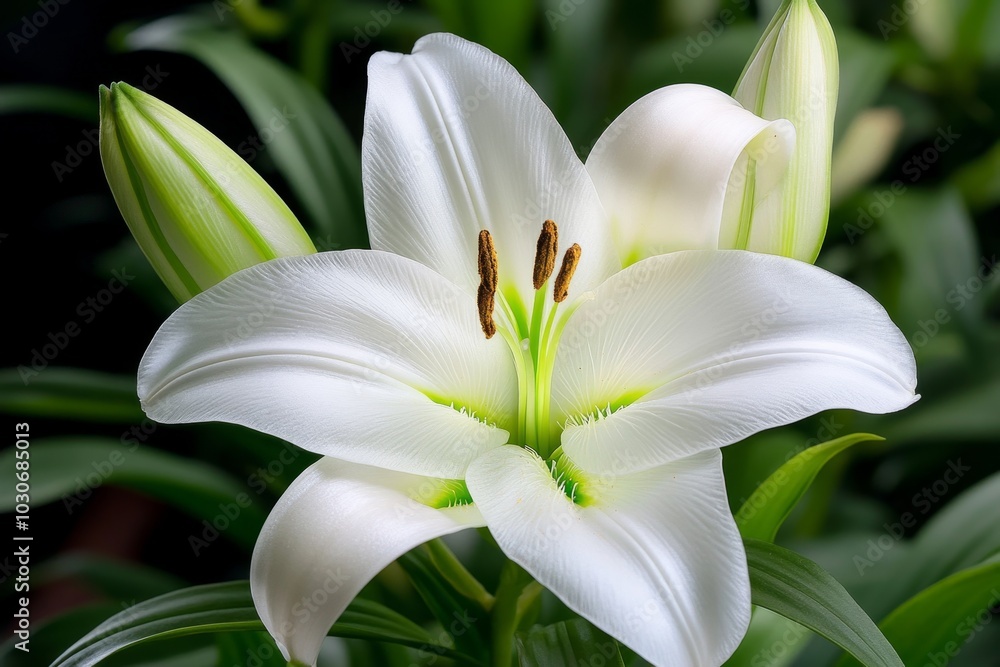 Obraz premium Rare glowing Easter lilies, blooming only at dusk
