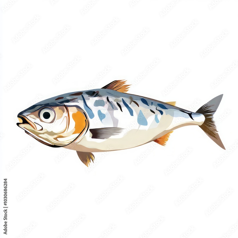 Fototapeta premium Cooked mackerel vector illustration